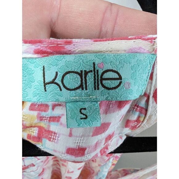 Karlie Multi Colored Print  Halter A-line Lightweight Tank Top Women's Size Smal - Picture 3 of 6